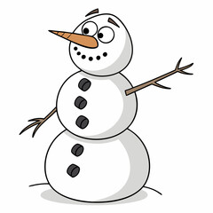 Cheerful snowman illustration isolated on white background, ready for design projects