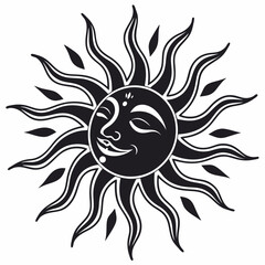 Smiling sun face with clean cutout design element on transparent background