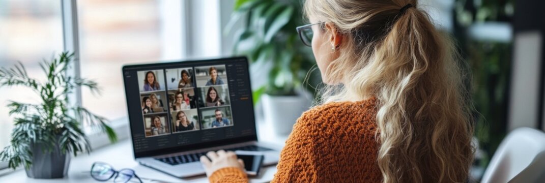 Virtual team meeting home office digital communication cozy atmosphere remote perspective collaboration concept