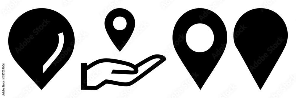 Aufkleber vector hand interacting with location pin representing navigation and pinpointing.