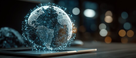 Global network world map digital illustration