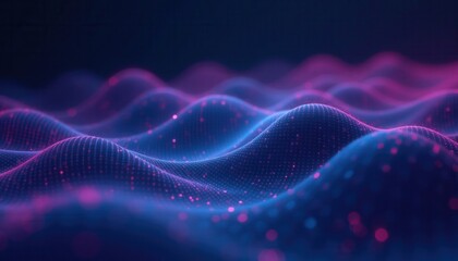 Obraz premium Abstract glowing particle waves in blue and purple for big data visualization and digital connectivity