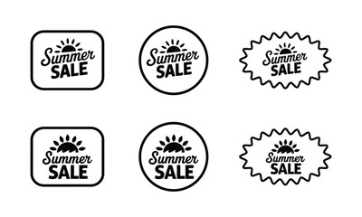 Summer sale icon set. Template banner shopping badges. Discount Promotion, sticker, badge, emblem, tag badge and labels design.  vector illustration.