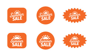 Summer sale sticker icon set. Discount Promotion, sticker, badge, emblem, tag badge and labels design. Template banner shopping badges. vector illustration.