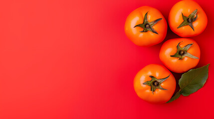 tomatoes on red background