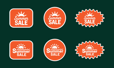 Summer sale sticker icon set. Discount Promotion, sticker, badge, emblem, tag badge and labels design. Template banner shopping badges. vector illustration.