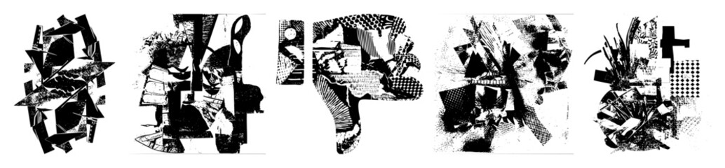 Fototapeta premium Vector Abstract geometric shapes create a dynamic fragmented composition.
