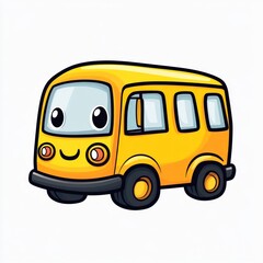 Cute yellow cartoon bus