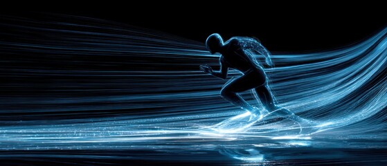 Abstract running silhouette with light trails