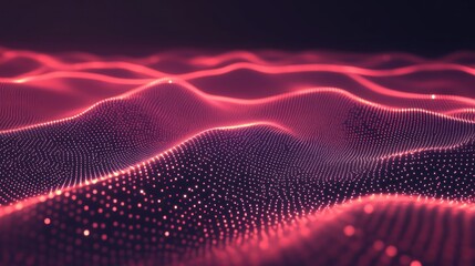 Abstract Red Particle Wave Landscape