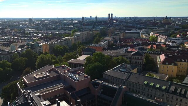 Aerial view o the Maxmonument prominently at the center of Maximilianstra&szlig;e