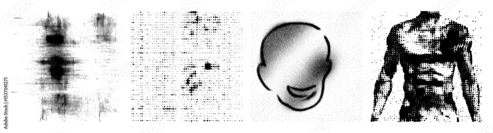 Poster vector abstract human figures composed of halftone dots create a modern .