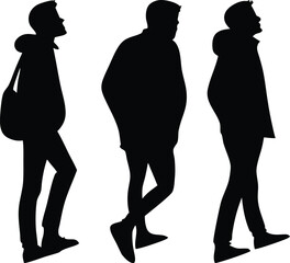 man walking three black silhouette