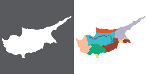 Cyprus map. Map of Cyprus in set color