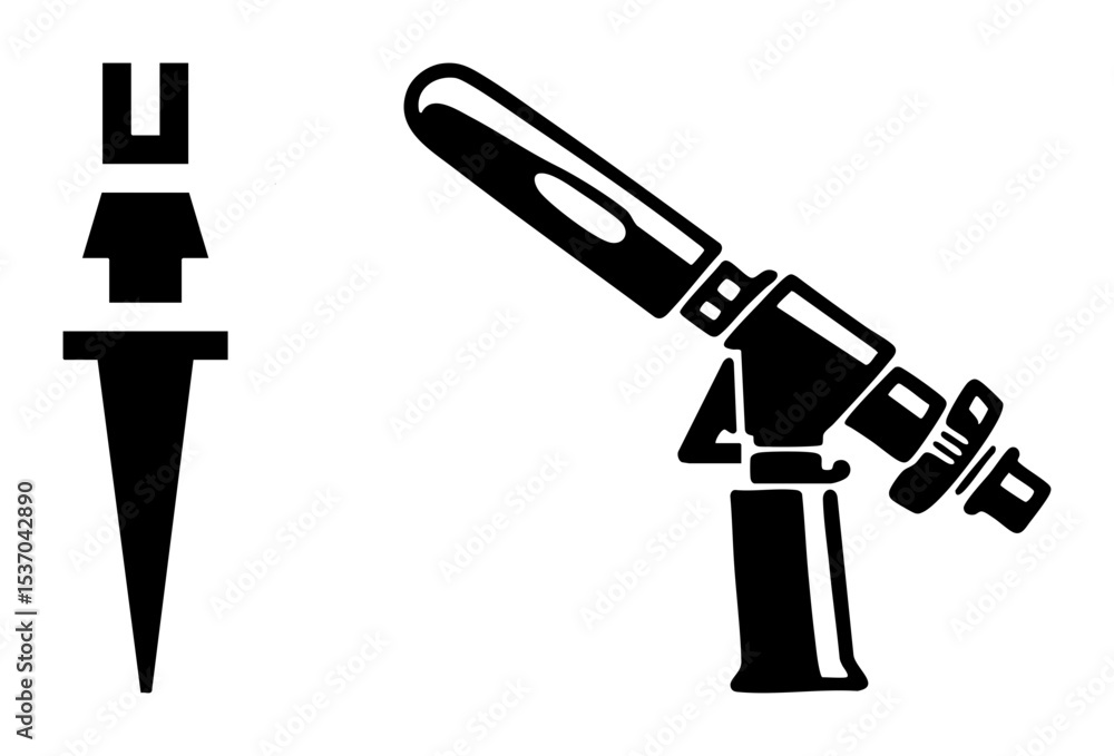 Poster vector stylized weapon and dagger showcase sharp geometric designs.