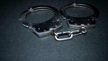 handcuffs on black background
