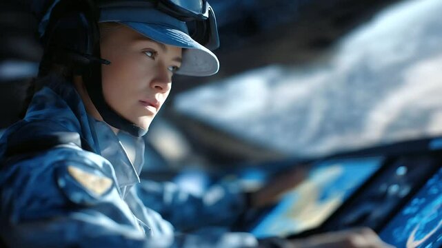 Autonomous Vehicle Oversight by Female Officer in Control Room