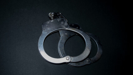 handcuffs on black background