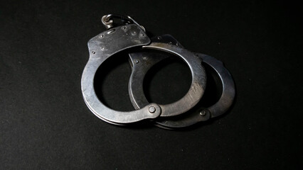 handcuffs on black background