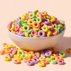 Colorful fruit loops cereal in a bowl