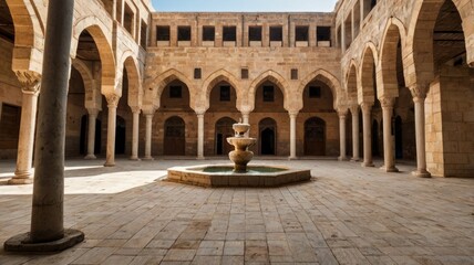 Courtyard of Mevlid Halil mosque in Sanliurfa, Turkey.