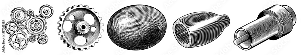 Poster vector detailed vector of gears sphere and cylindrical components.
