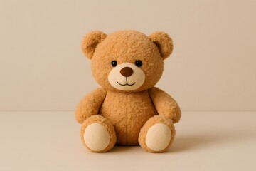 Obraz premium Plush Teddy Bear on Minimalist Backdrop
