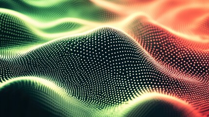 Abstract Green and Red Dotted Wave Pattern