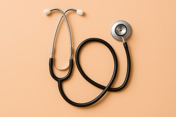 Sleek Stethoscope on Peach Canvas