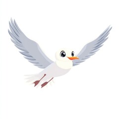 Obraz premium Cute cartoon seagull in flight