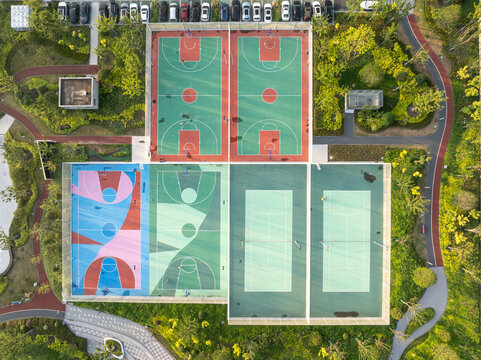 aerial view  a tennis court