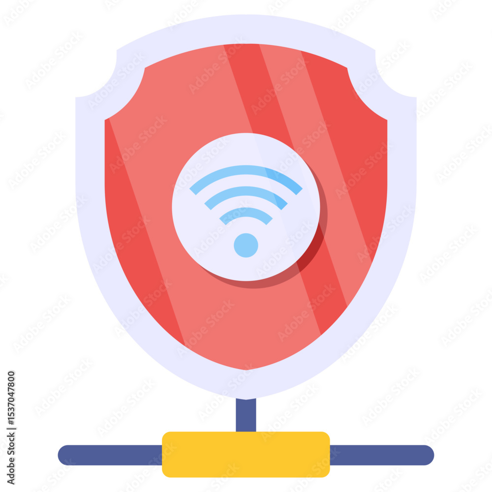 Aufkleber cybersecurity shield protecting wireless network and internet data privacy concept icon