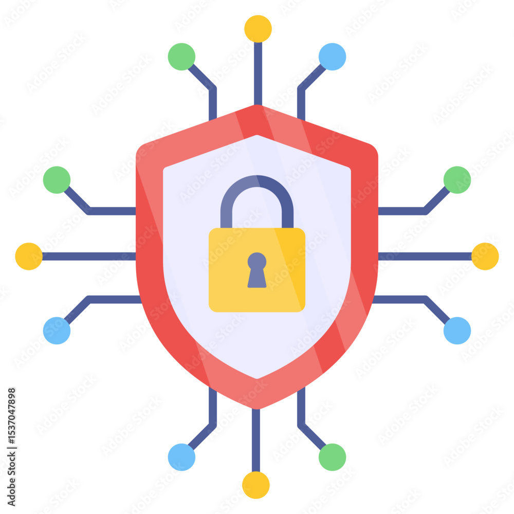 Aufkleber digital security shield with padlock icon representing data protection and cybersecurity