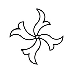 Floral abstract swirl design - black outline illustration
