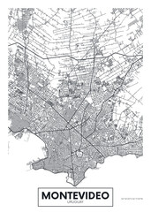 Fototapeta premium City map Montevideo, detailed urban planning travel vector poster design