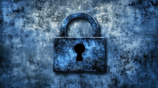 Blue Vintage Padlock on Textured Surface Symbolizing Security, Protection, and Privacy in Digital and Physical Spaces for Lock and Key Illustrations