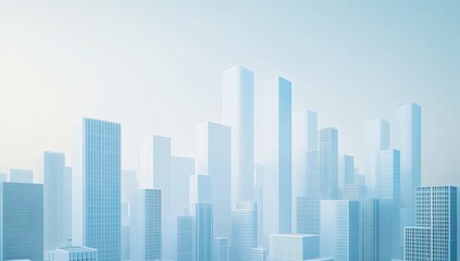 Modern city skyline in soft pastel hues