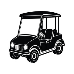 Black Silhouette Golf Cart Illustration Isolated on White Background Simple Design Vector Graphic vehicle