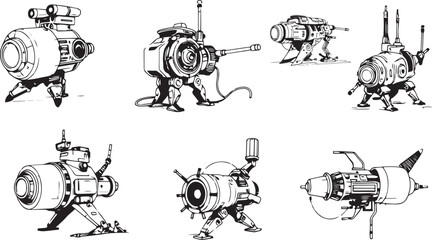 Mechanism set, retro, vintage, steampunk, cyberpunk, decorative elements. Ideal design for social media, cover, banner, flyer, music, ads.	