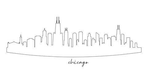 Chicago Skyline Silhouette. Chicago City. Black and White Silhouette of Chicago City. Vector Design Isolated on White Background