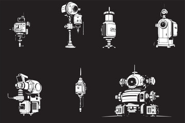 Mechanism set, retro, vintage, steampunk, cyberpunk, decorative elements. Ideal design for social media, cover, banner, flyer, music, ads.	