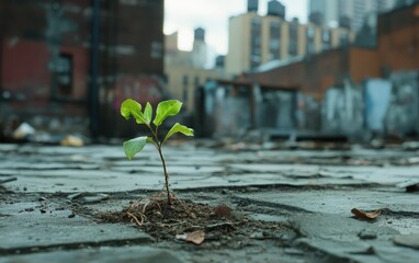 Urban sprout, resilient life amidst concrete