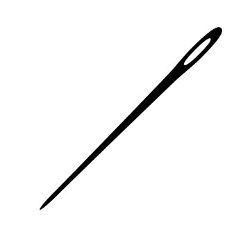 Black Sewing Needle Icon for Craft Stitching Design