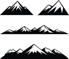 mountain silhouette icon vector set for logo. set of mountains. Black and white mountain icon
