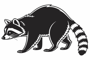 raccoon sihouette black vector