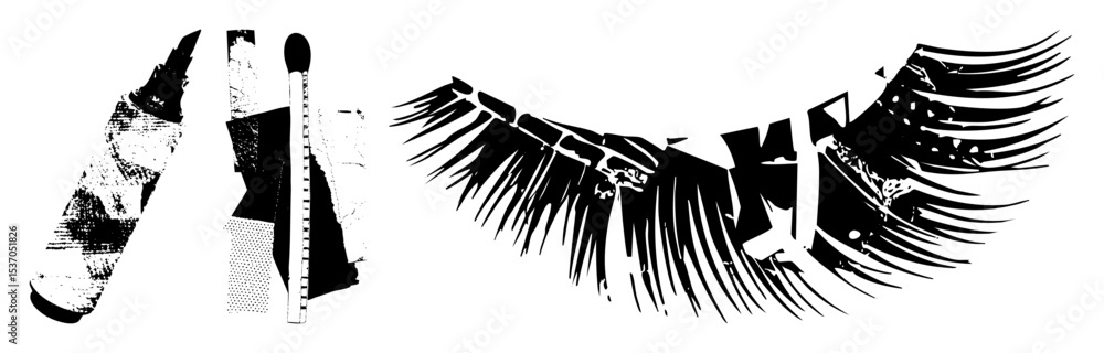 Poster vector abstract palm frond and geometric shapes .