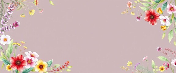 Fototapeta premium Watercolor wildflower & herb wreath border, perfect for festive invitations, spring, hand-painted