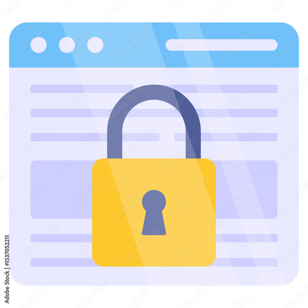 Poster digital security concept with locked browser window and padlock for online data protection and priva