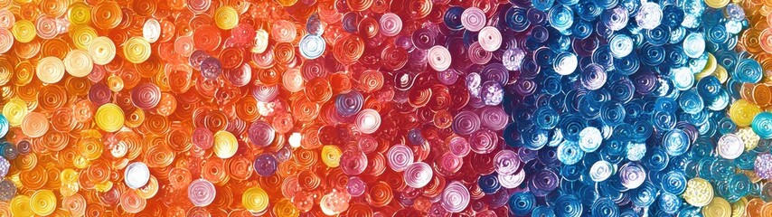 Colorful Background with Multicolored Sequins in Circular Arrangement