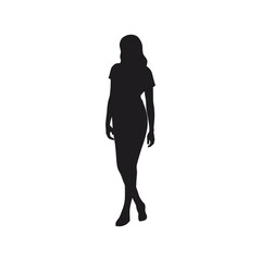 Confident Woman Silhouette Standing: Elegant Figure for Design and Graphics

